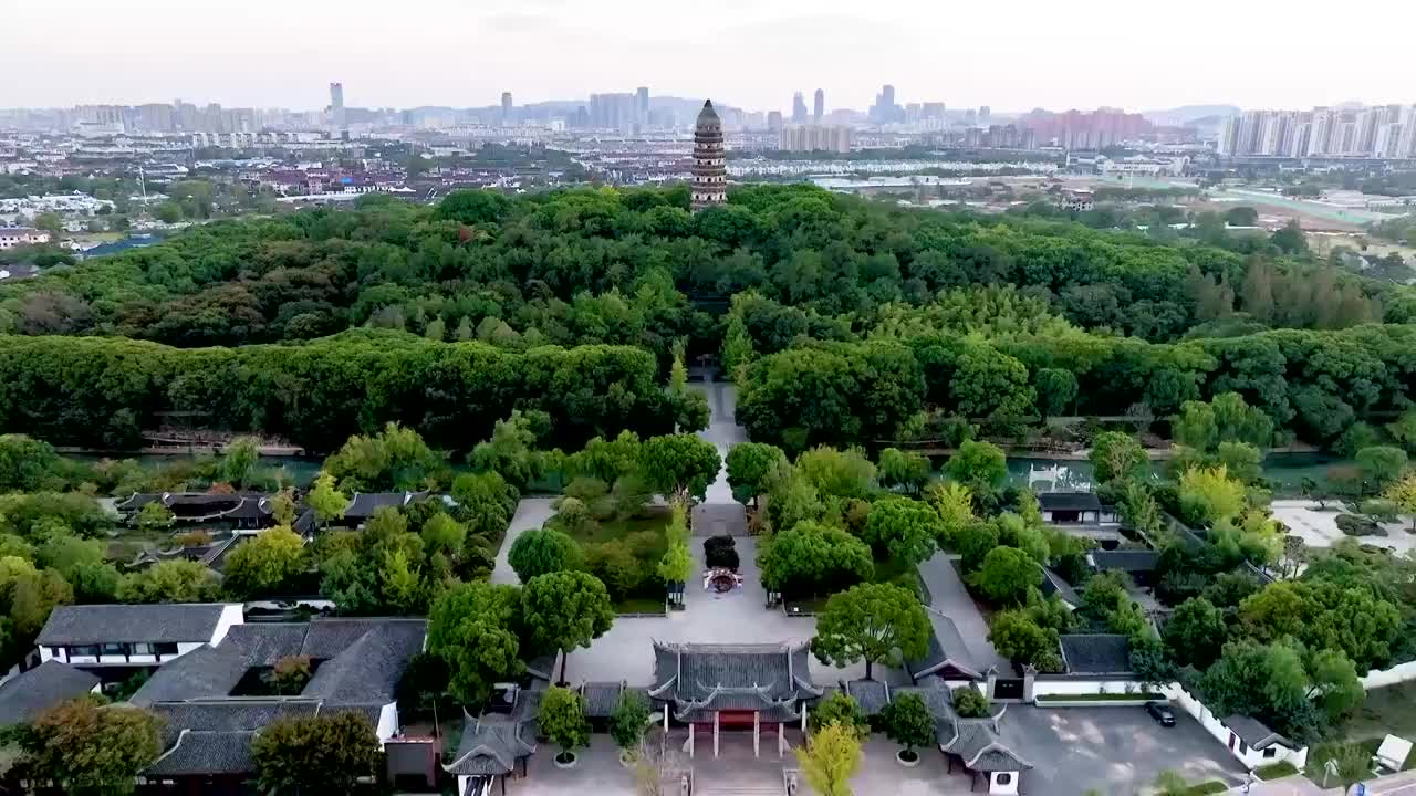 江苏苏州虎丘风景名胜区航拍视频素材