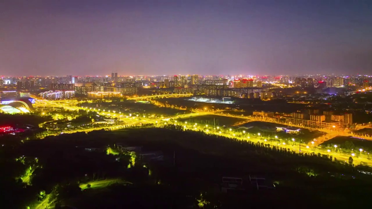 成都航拍延时露天音乐公园夜景视频素材