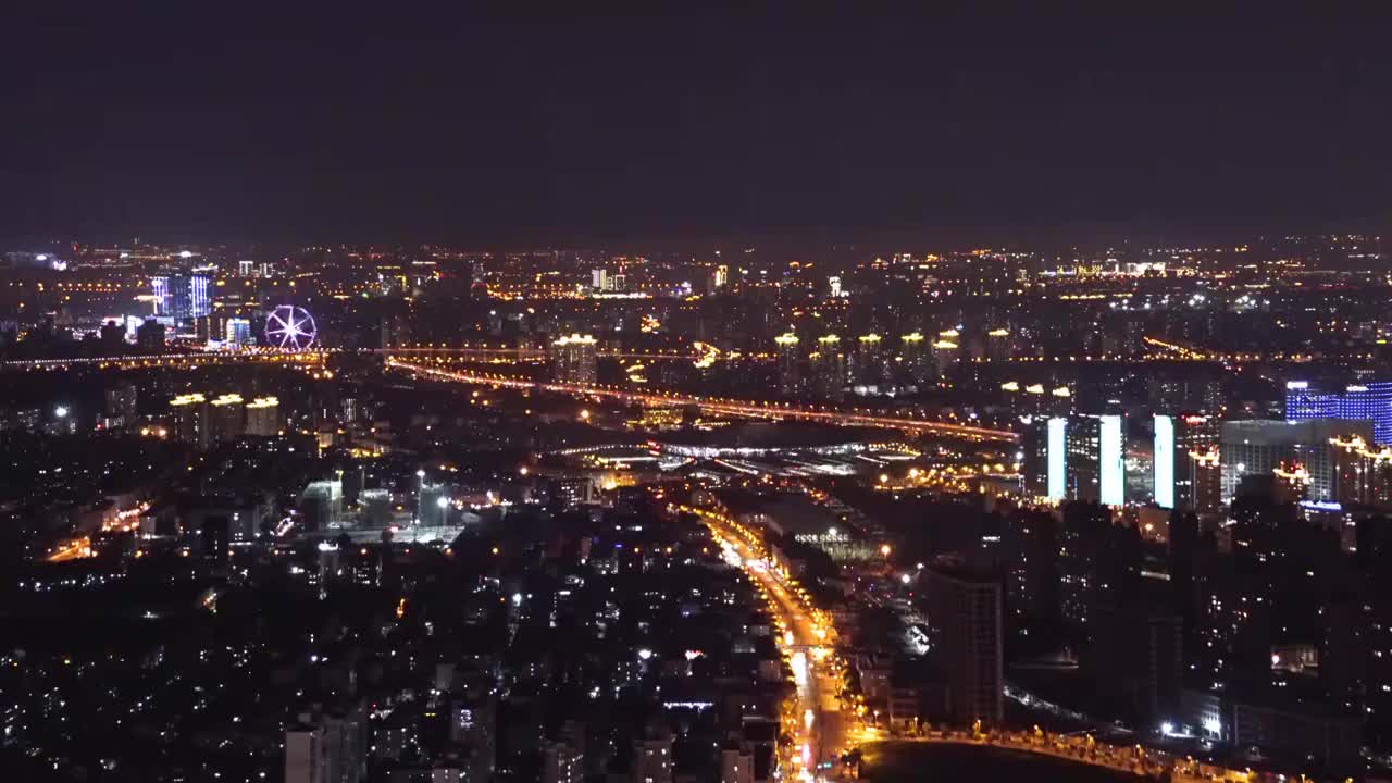 上海 夜景 从高空 俯瞰 闵行 上海南站 4K实时视频视频素材