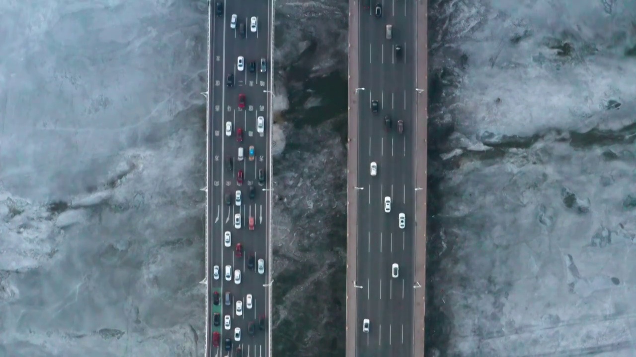 哈尔滨公路大桥城市风光航拍视频素材