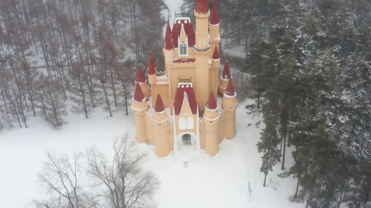 哈尔滨冬天雪景航拍视频素材