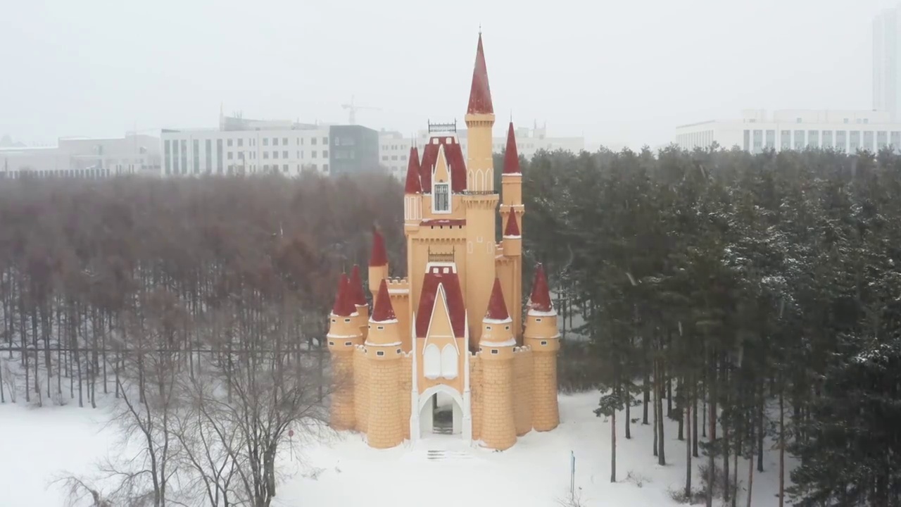 哈尔滨冬天雪景航拍视频素材