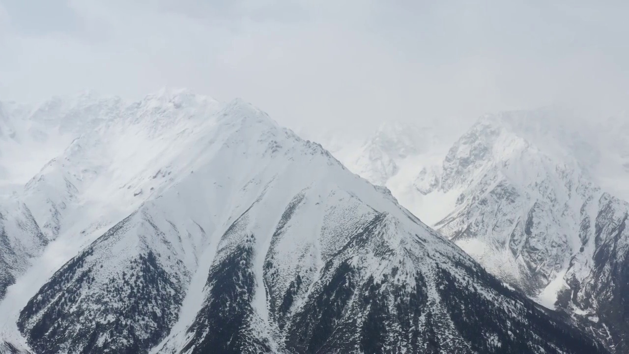 航拍西藏冬天的帕隆藏布江边雪山雪景视频素材画面3