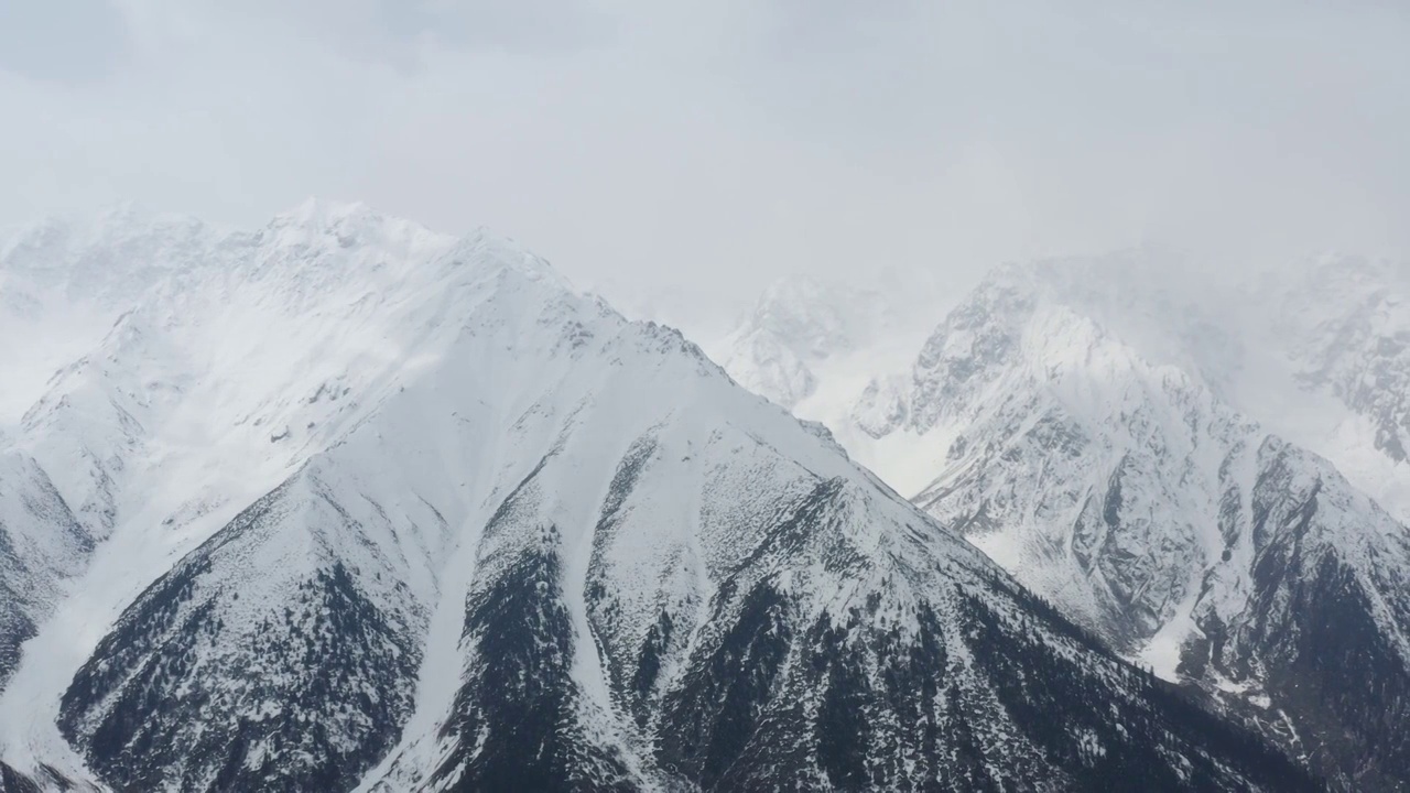 航拍西藏冬天的帕隆藏布江边雪山雪景视频素材画面4