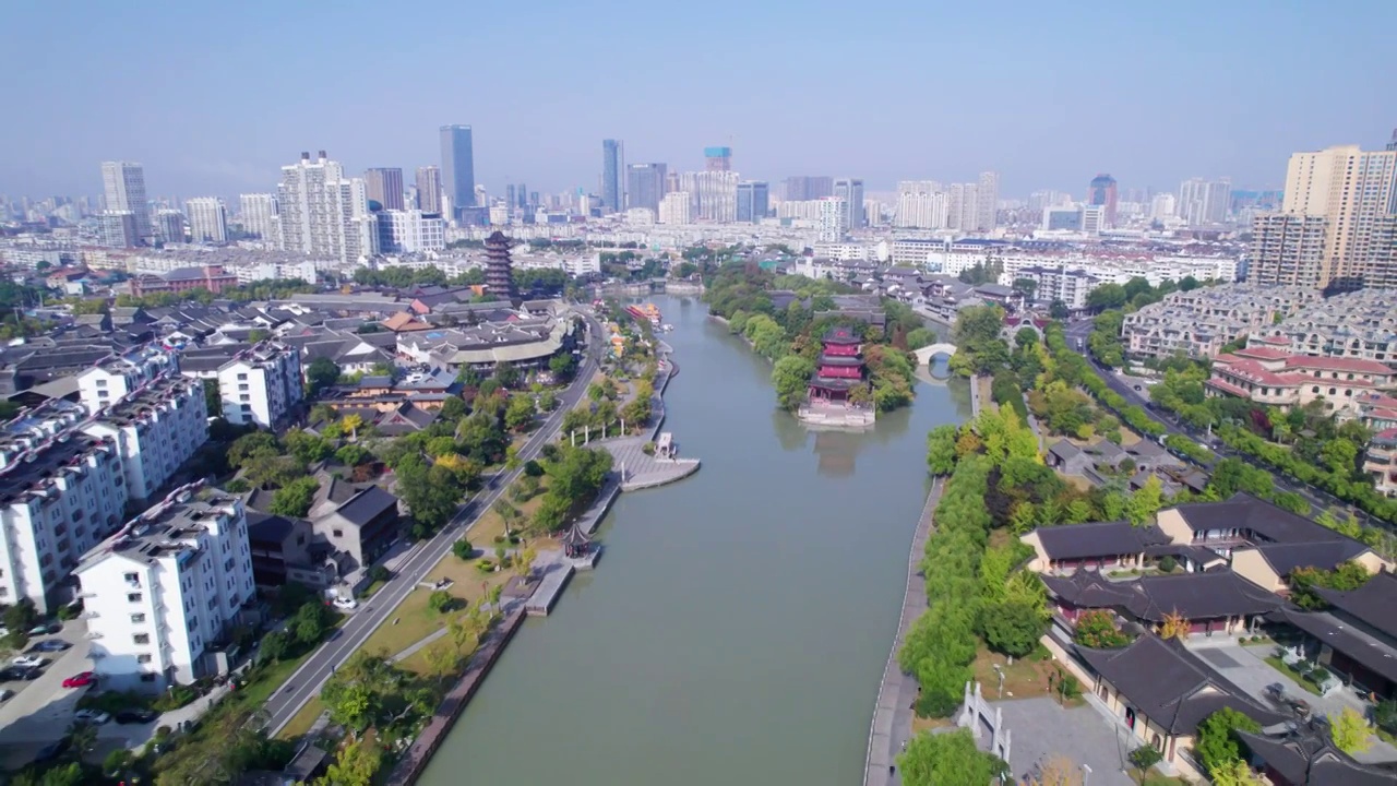 淮安市里运河-4k航拍视频素材