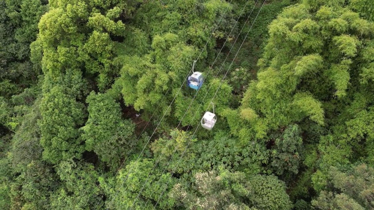 重庆北碚缙云山观光索道静态航拍视频素材