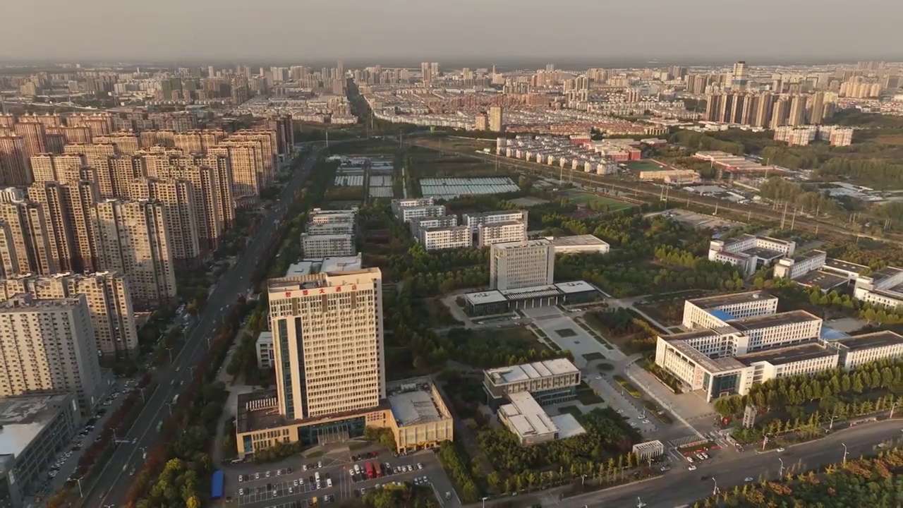 航拍宿迁市沭阳县城城区视频素材