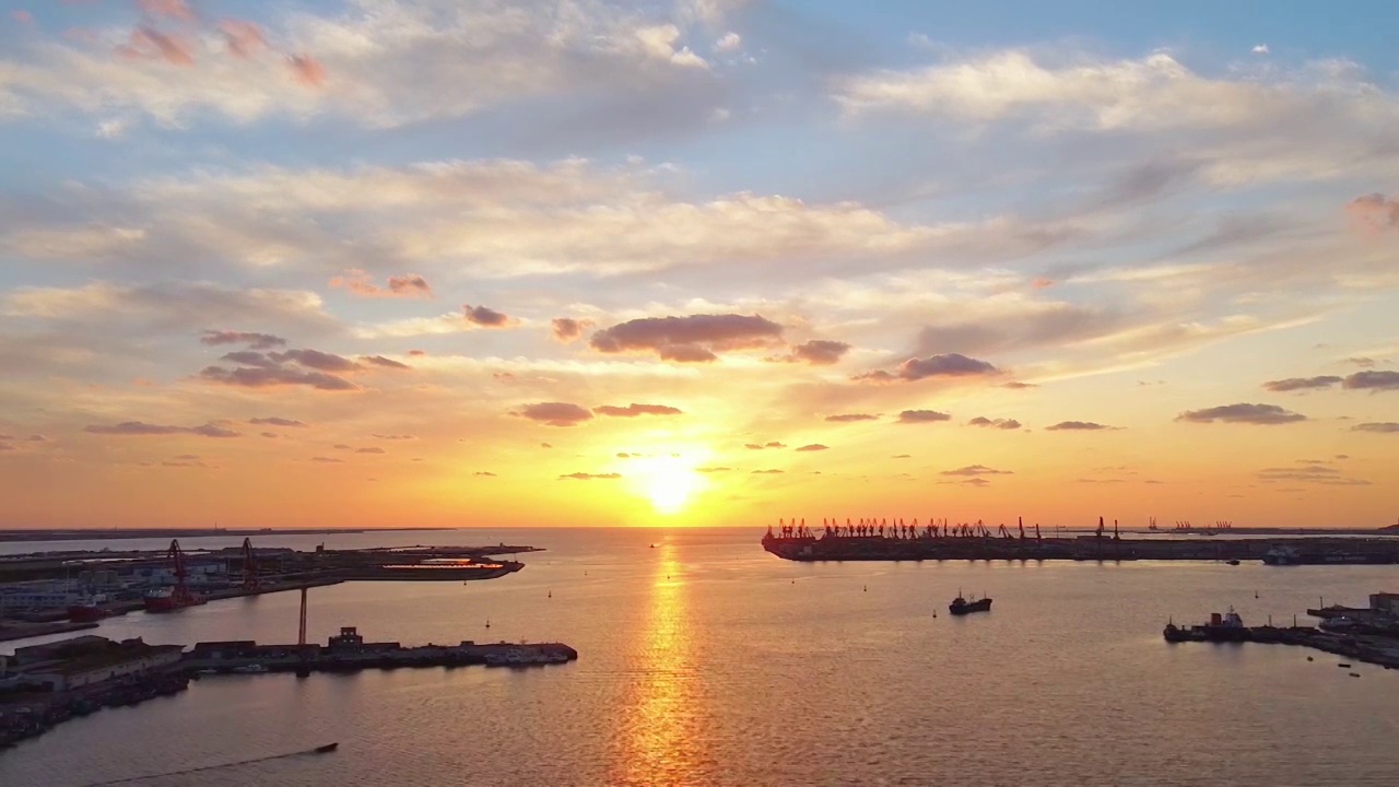 海港晚霞视频素材