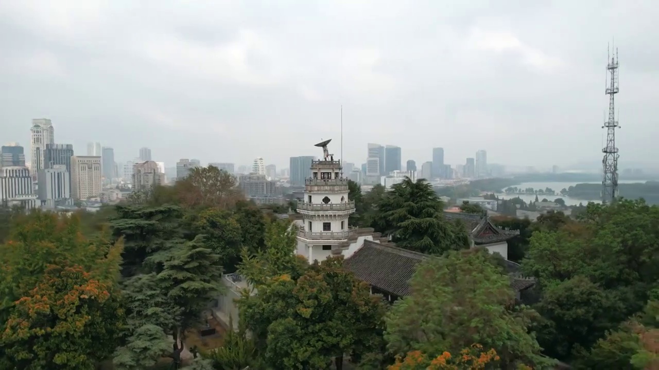 南京市钦天山北极阁航拍风光视频素材