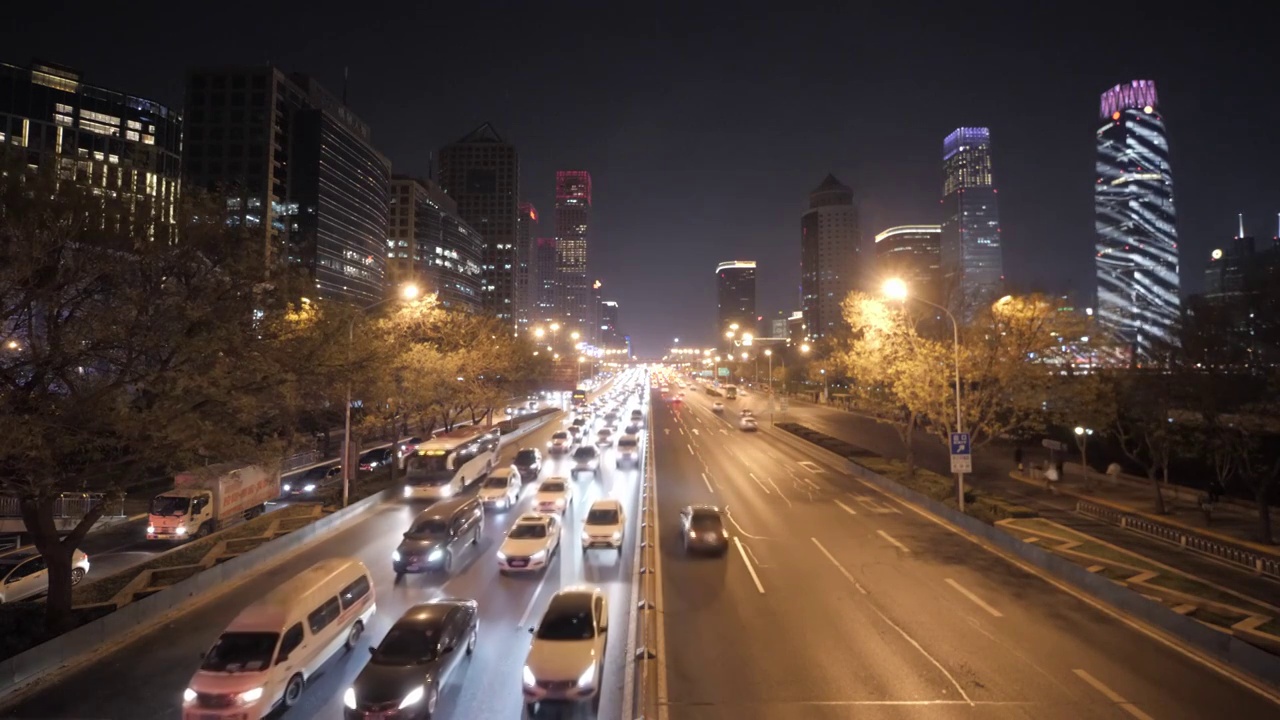 国贸交通车流夜景视频素材