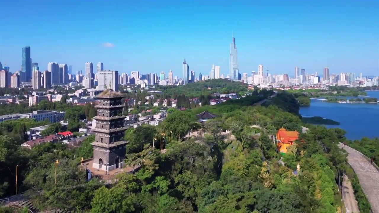 江苏省南京市九华山公园航拍风光视频素材