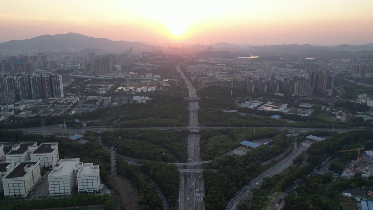 深圳清湖立交日落夜景视频素材