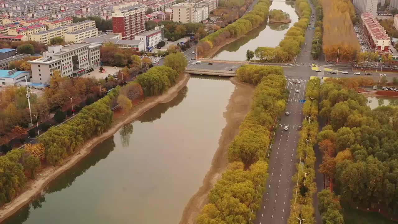 航拍宁夏中卫地标五馆一中心视频素材