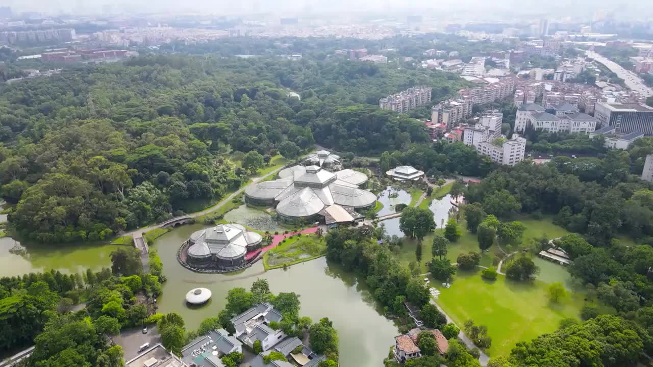 广州华南国家植物园温室群景区航拍视频素材