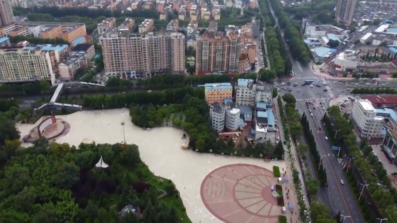 晋城 凤西广场 凤台西街 西秀园 黄河大厦 安泰大厦 儿童公园视频素材