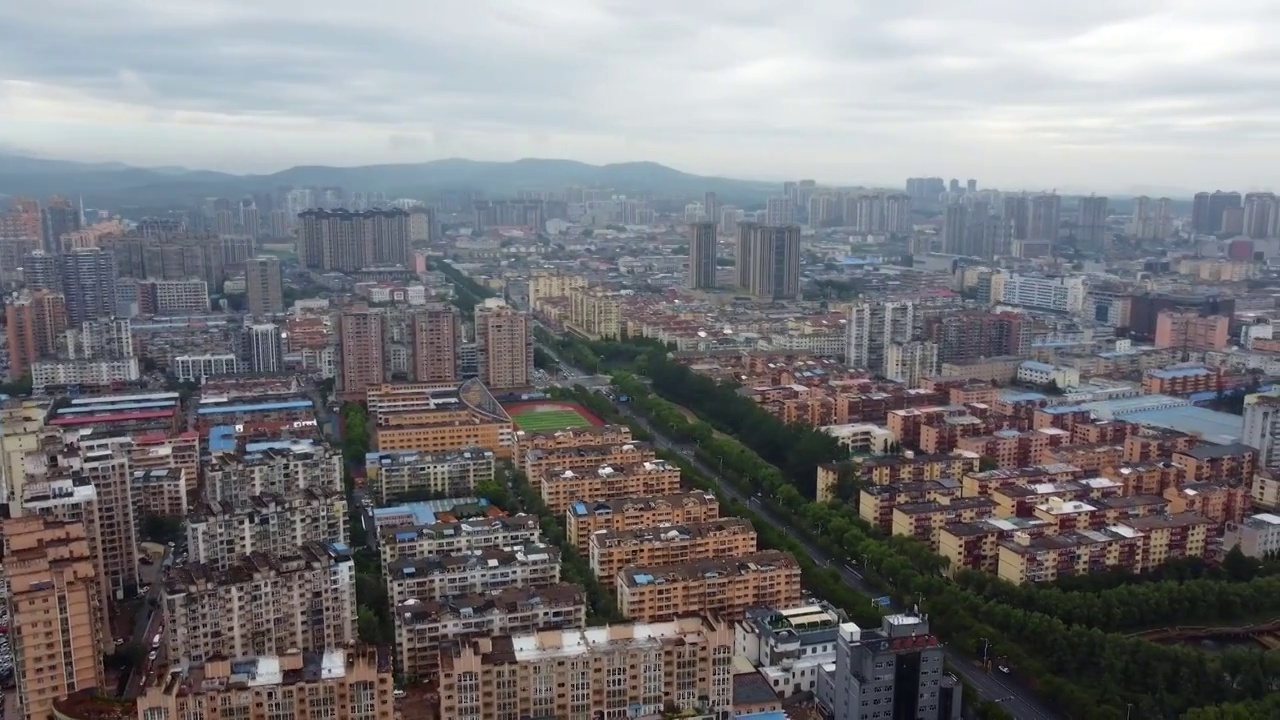 晋城 凤西广场 凤台西街 西秀园 黄河大厦 安泰大厦 儿童公园视频素材