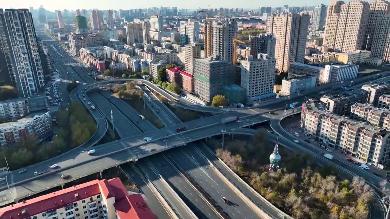 哈尔滨城市风光密集城市建筑中国城市视频素材