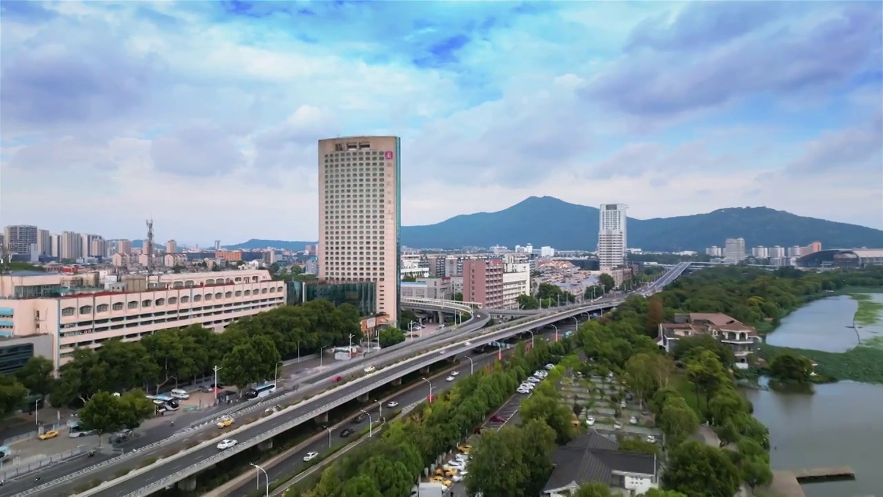 江苏省南京市南京站航拍风光视频素材