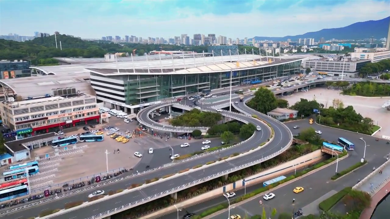 江苏省南京市南京站航拍风光视频素材