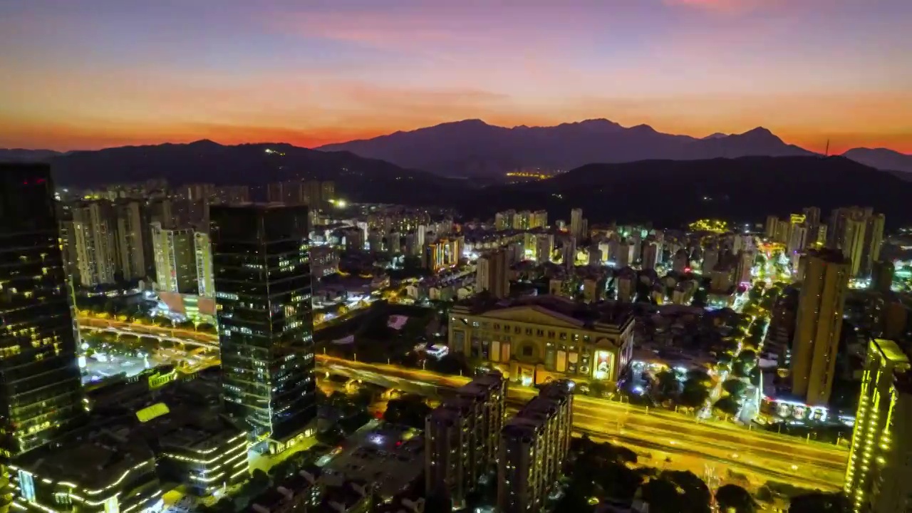 龙岩市,夜景,延时摄影,航拍视频素材