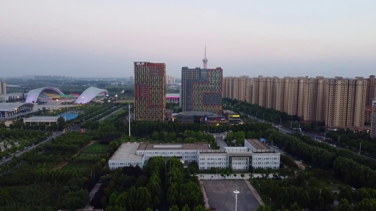 周口市 体育中心 科技馆 三川明珠塔 博物馆 周口公园 报业大厦视频素材