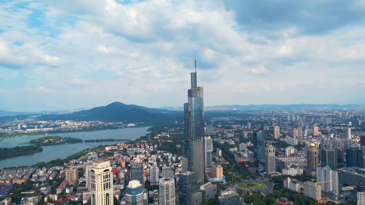 南京市紫峰大厦城市环境航拍风光视频素材