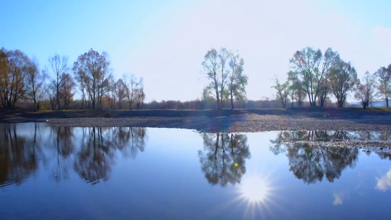 内蒙古额尔古纳湿地公园清晨秋景自然风光视频素材