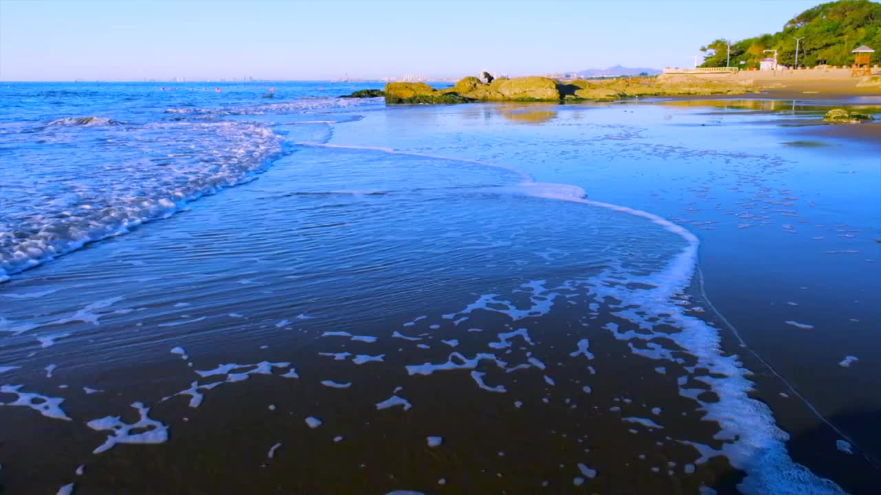 秦皇岛滨海沙滩唯美自然风光慢镜头视频素材