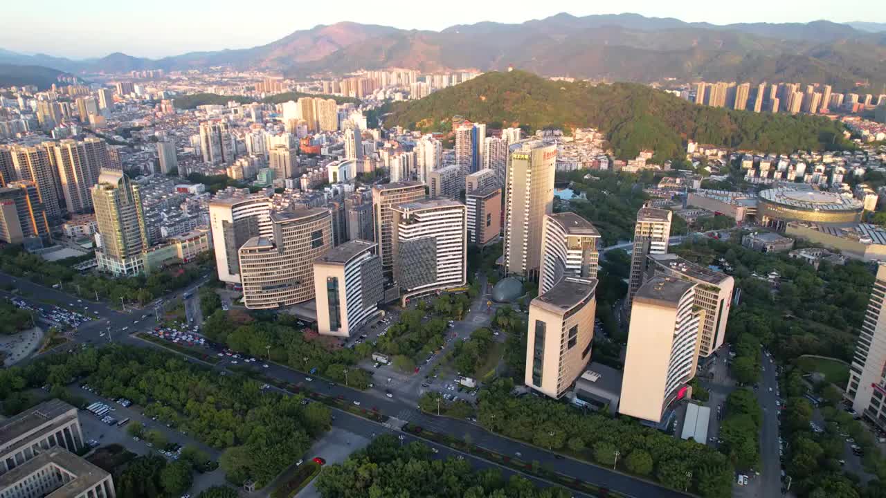 福建省,龙岩市,城市风光,航拍视频素材