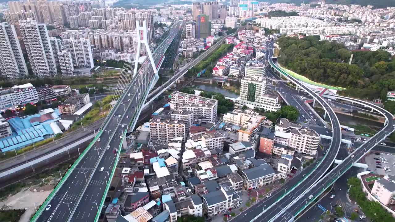 福建省,龙岩市,城市风光,航拍视频素材