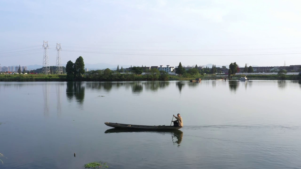 绍兴青甸湖风光航拍视频素材