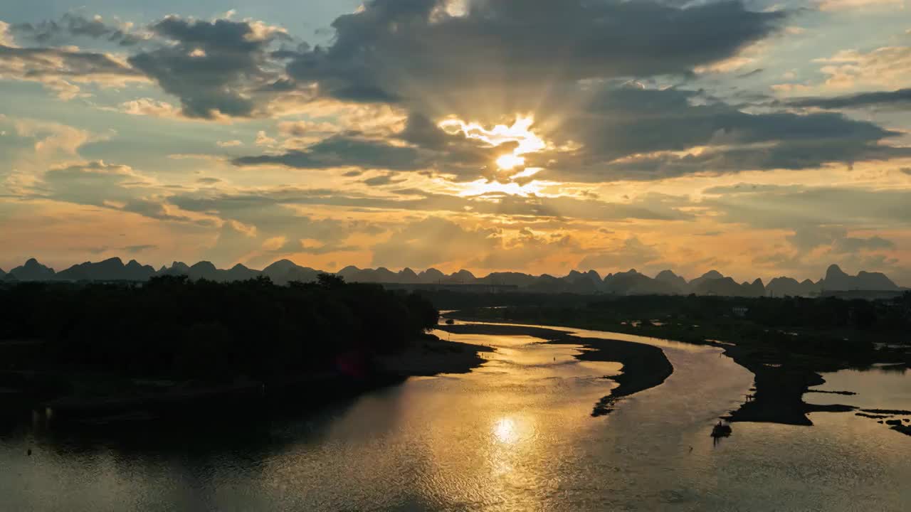 桂林龍門大橋火燒雲视频素材