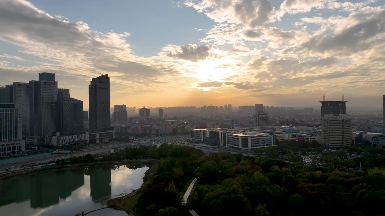 浙江金华：国际小商品城义乌城市风光视频素材