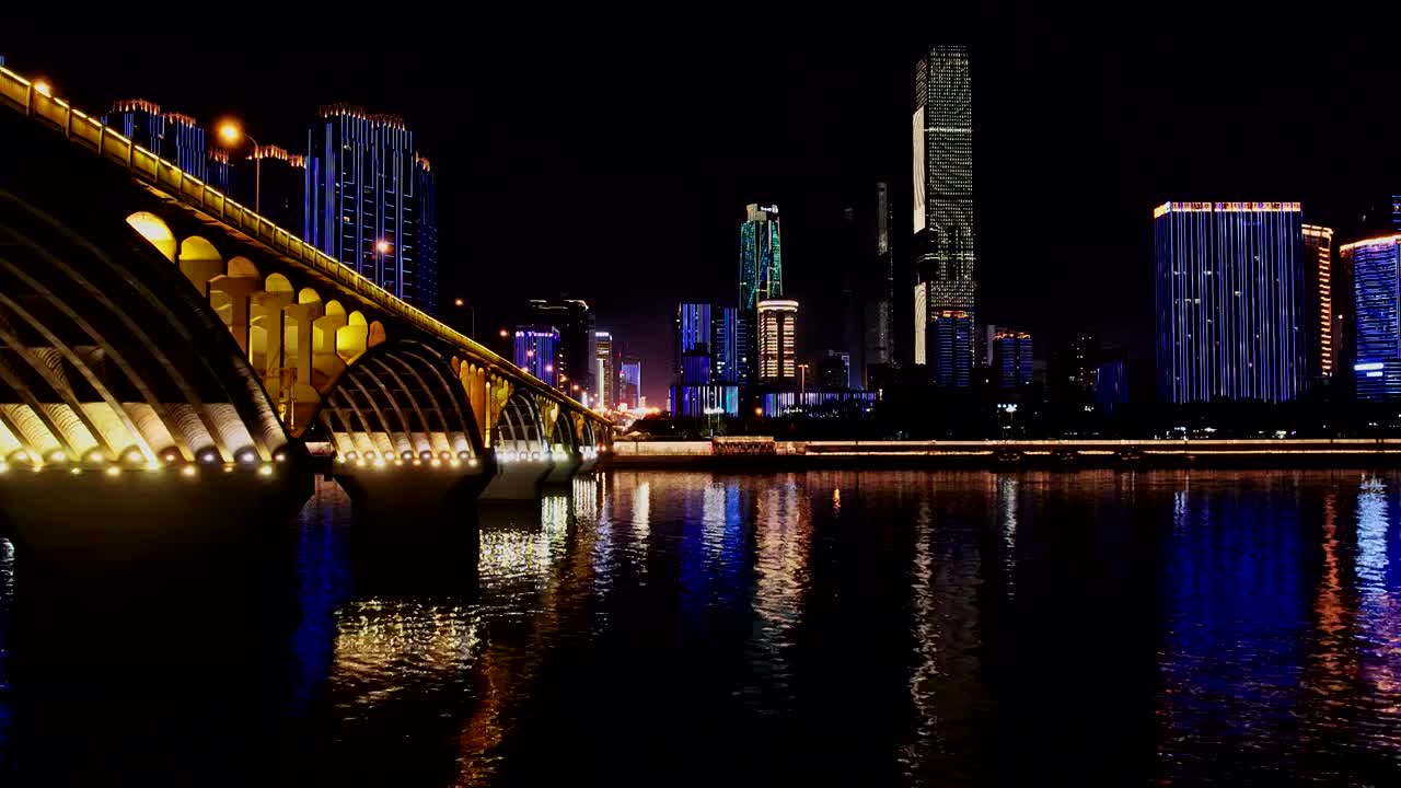 湖南长沙城市建筑夜景航拍视频视频素材