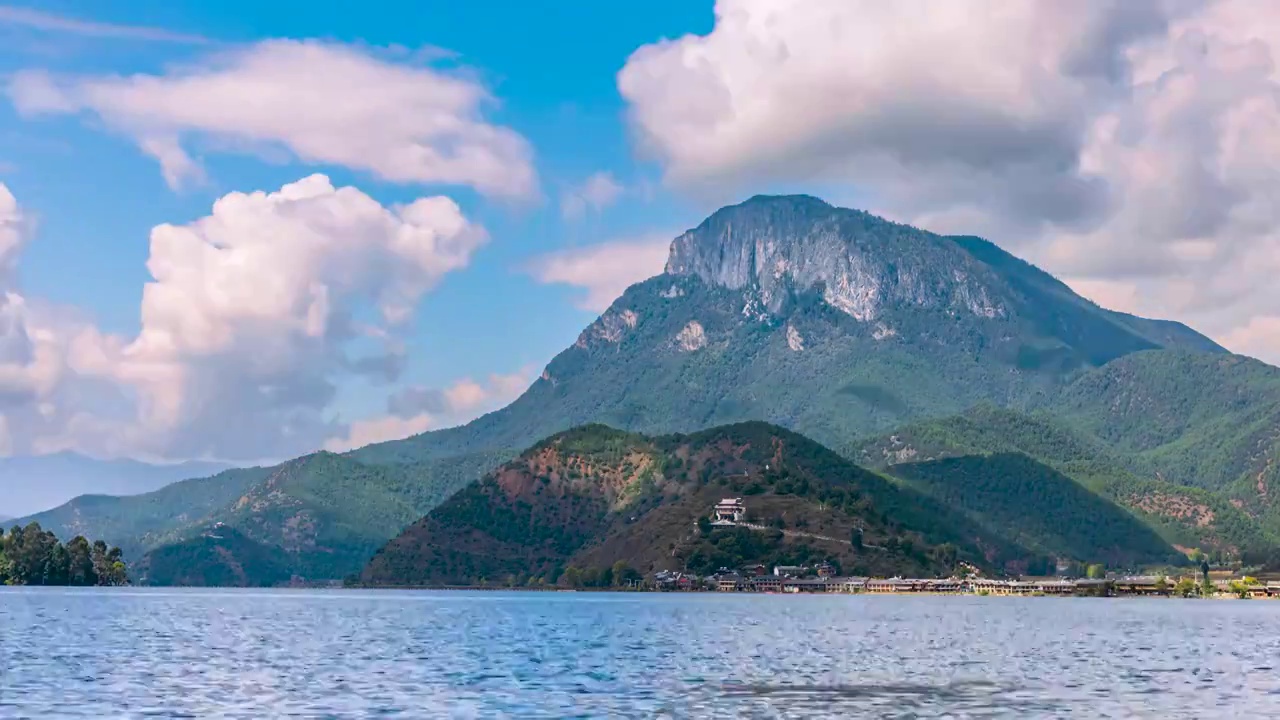 摩梭人的故乡 泸沽湖定位延时视频素材