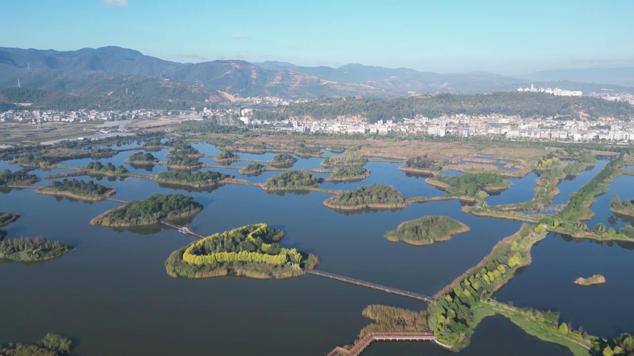 云南省红河州石屏县异龙湖风光视频素材