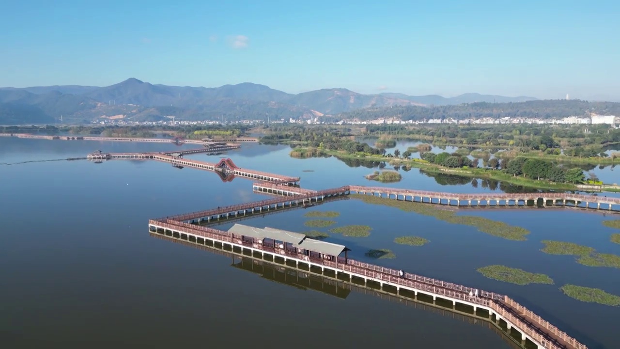 云南省红河州石屏县异龙湖风光视频素材