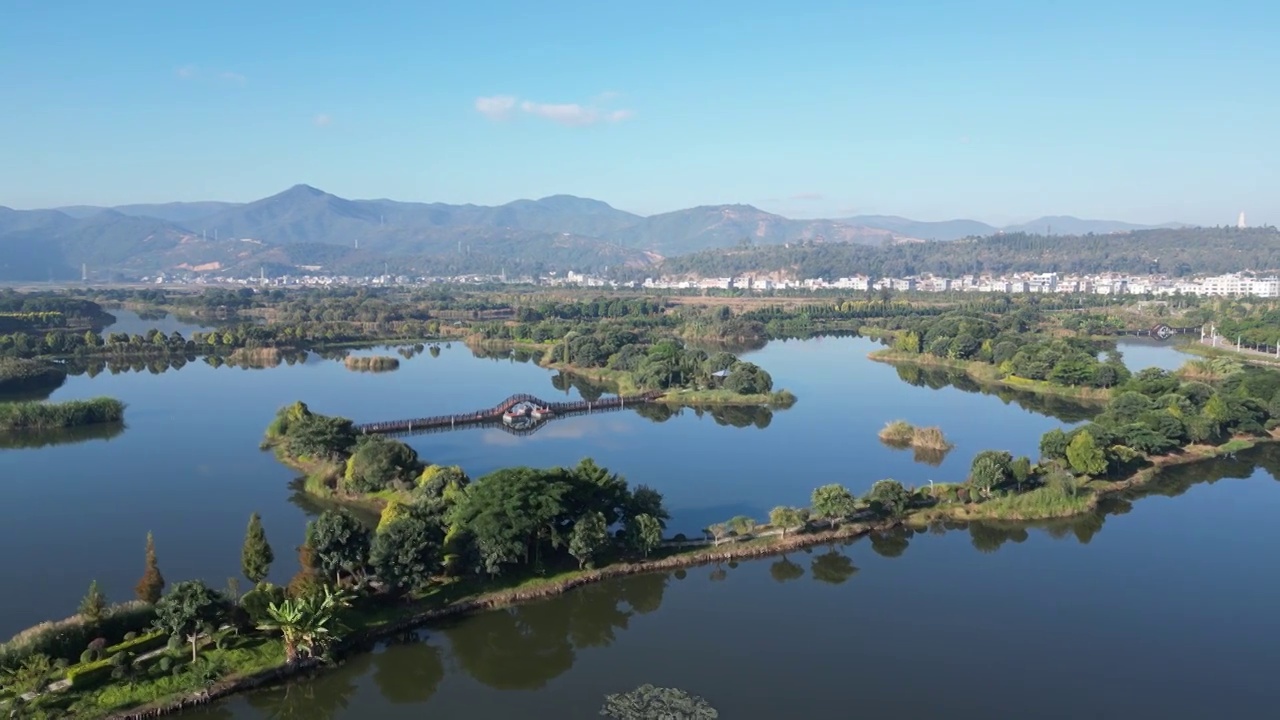 云南省红河州石屏县异龙湖风光视频素材