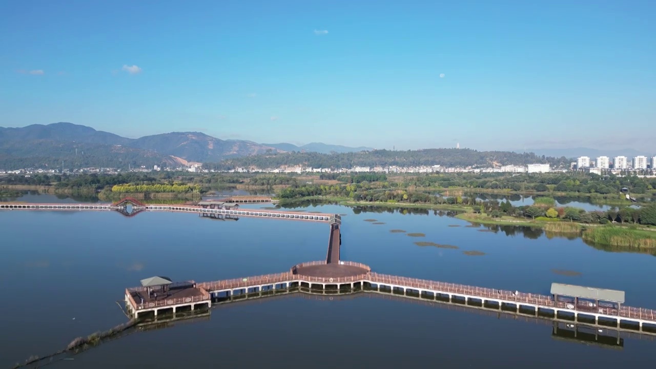 云南省红河州石屏县异龙湖风光视频素材