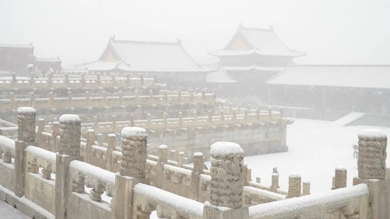 大雪中的故宫视频素材