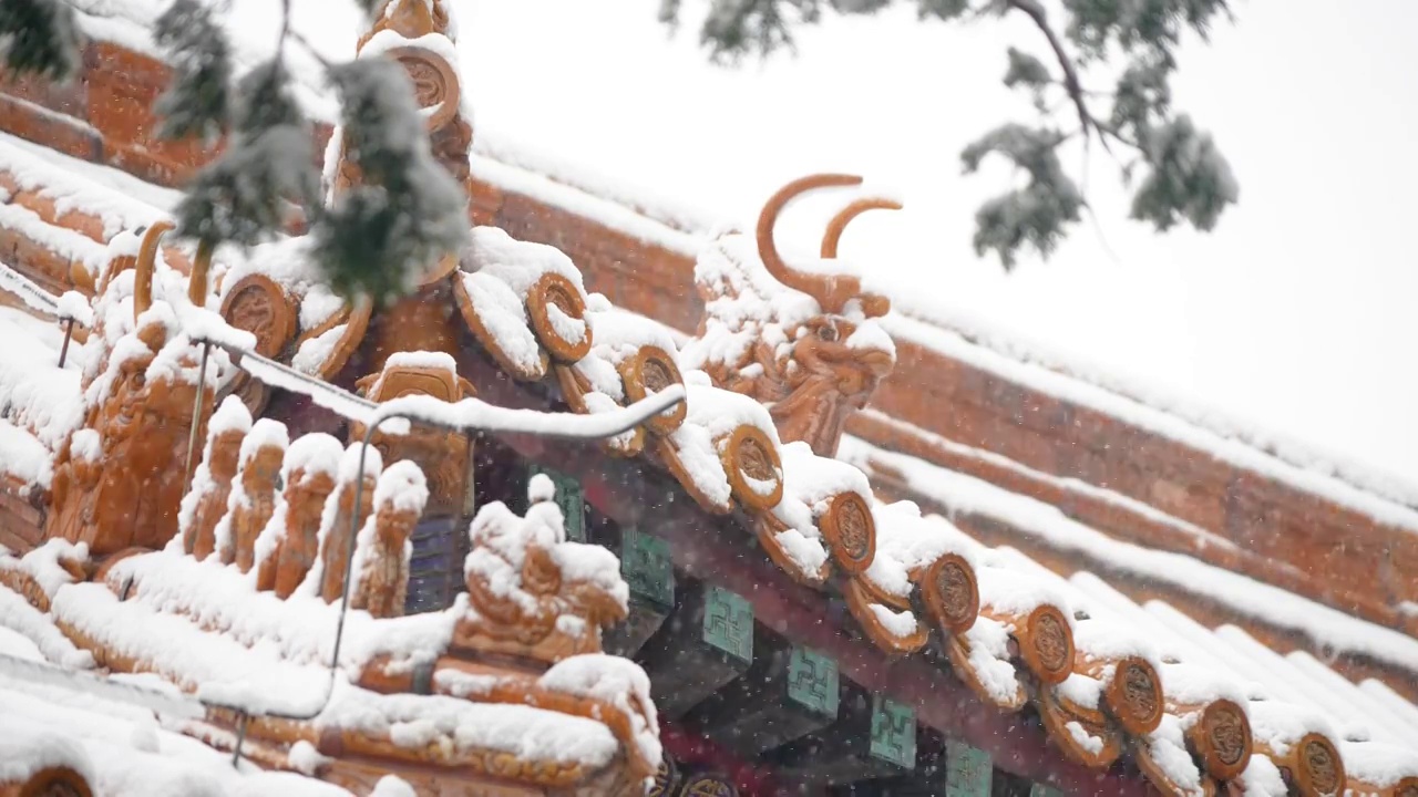 大雪中的故宫视频素材