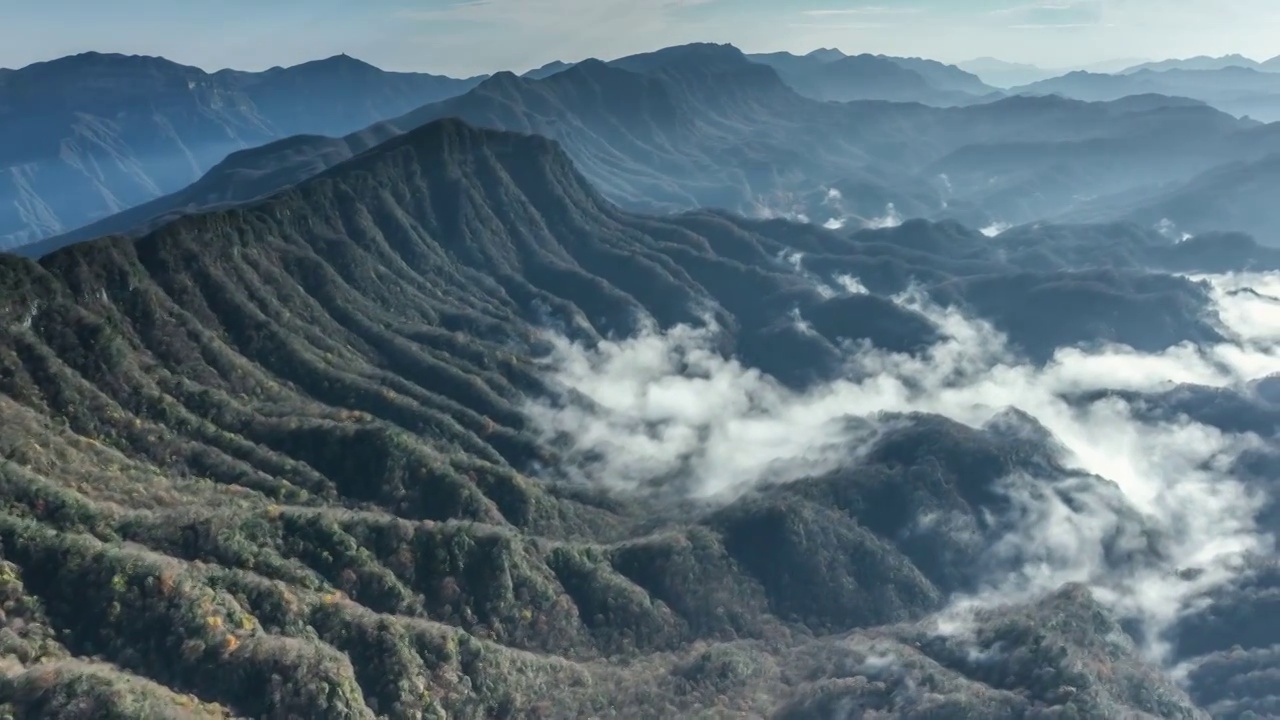 航拍光雾山的晚秋视频素材画面3