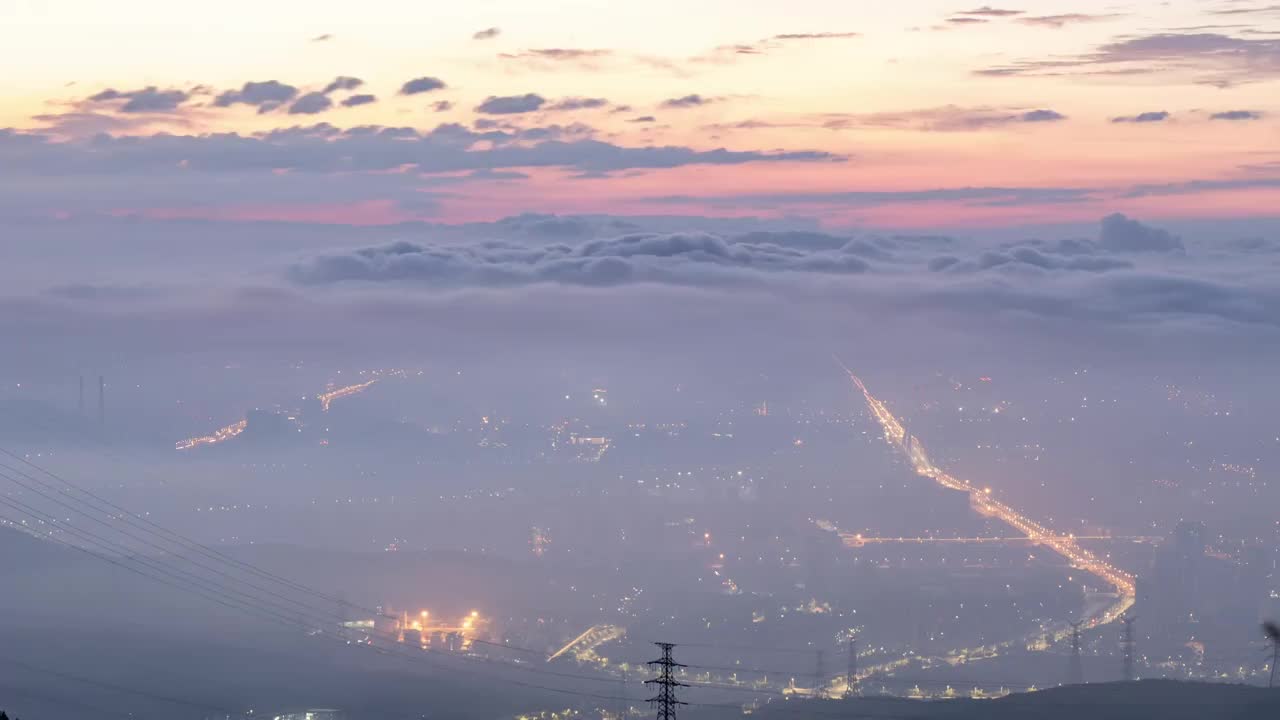 北京日出朝霞城市天空云海视频素材