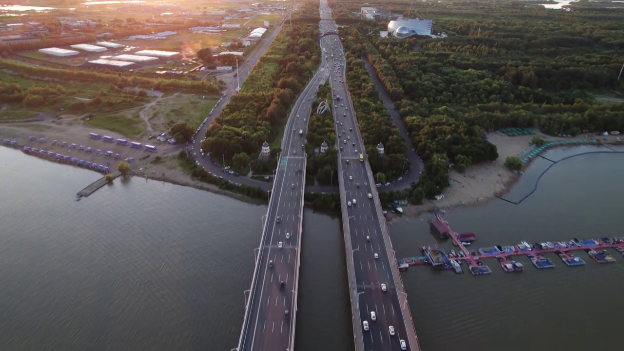 哈尔滨公路大桥航拍视频素材