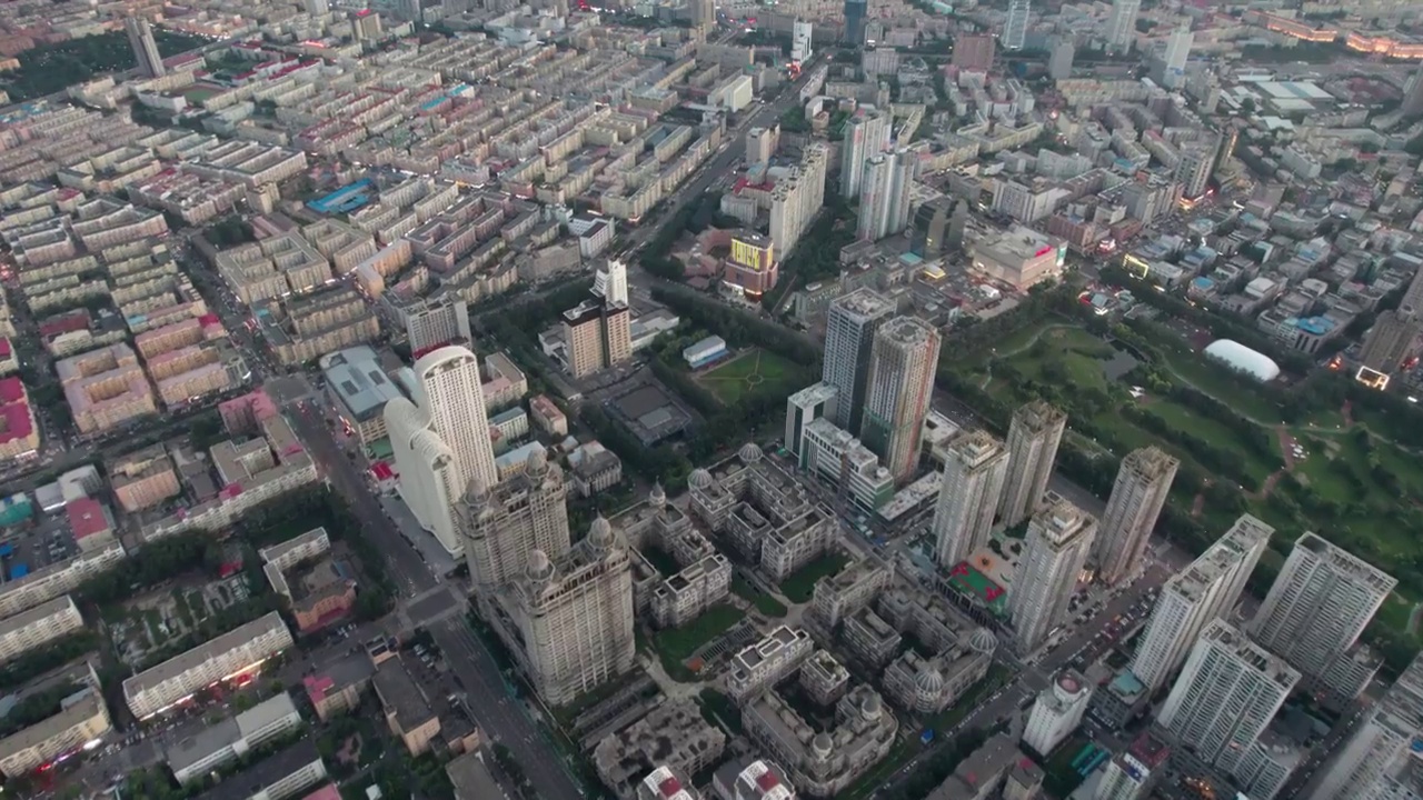 哈尔滨城市风光全景航拍视频素材