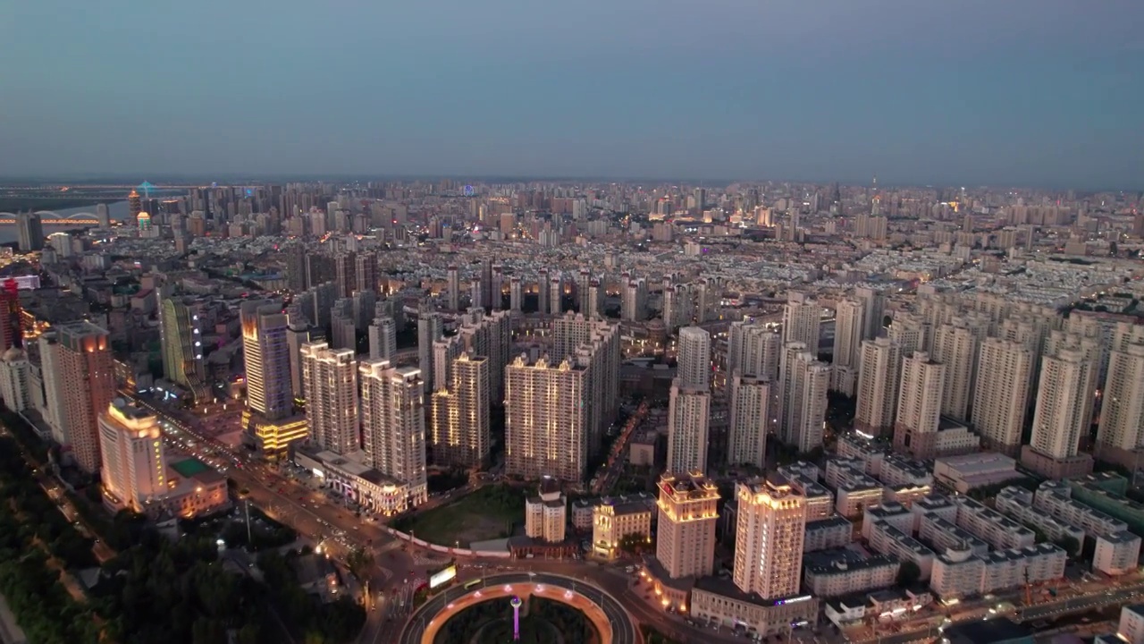 哈尔滨公路大桥城市风光夜景航拍视频素材