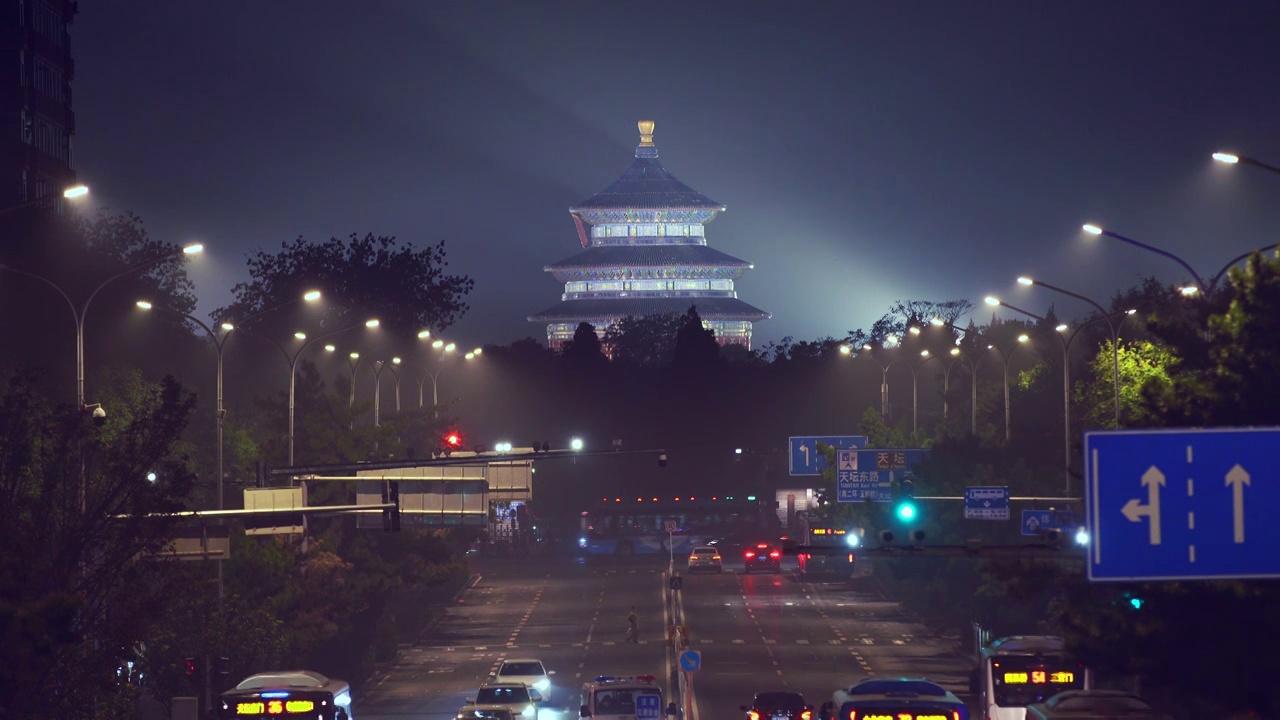 祈年殿街头夜景视频素材