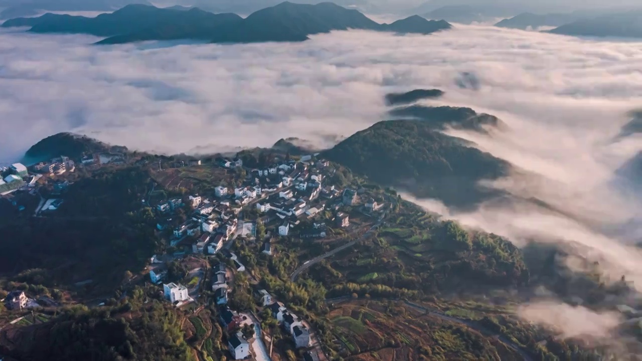 浙江东阳天山云海航拍延时摄影视频素材