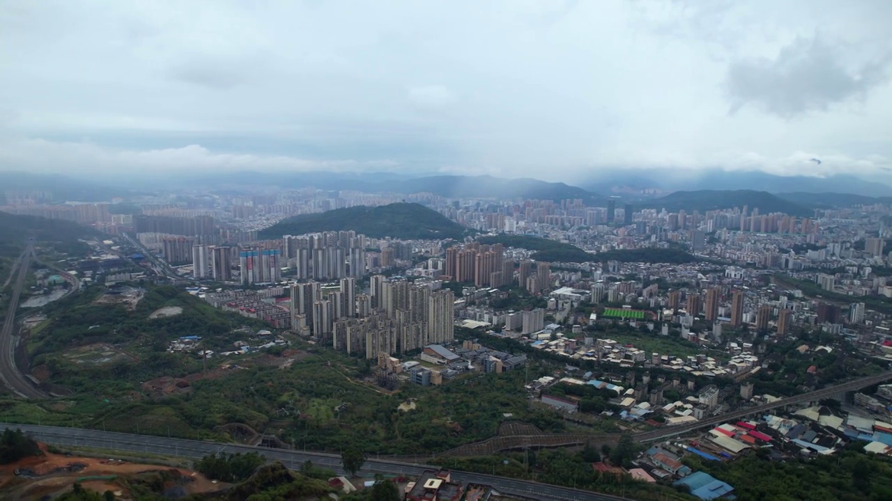 福建省,龙岩市,城市风光,航拍视频素材