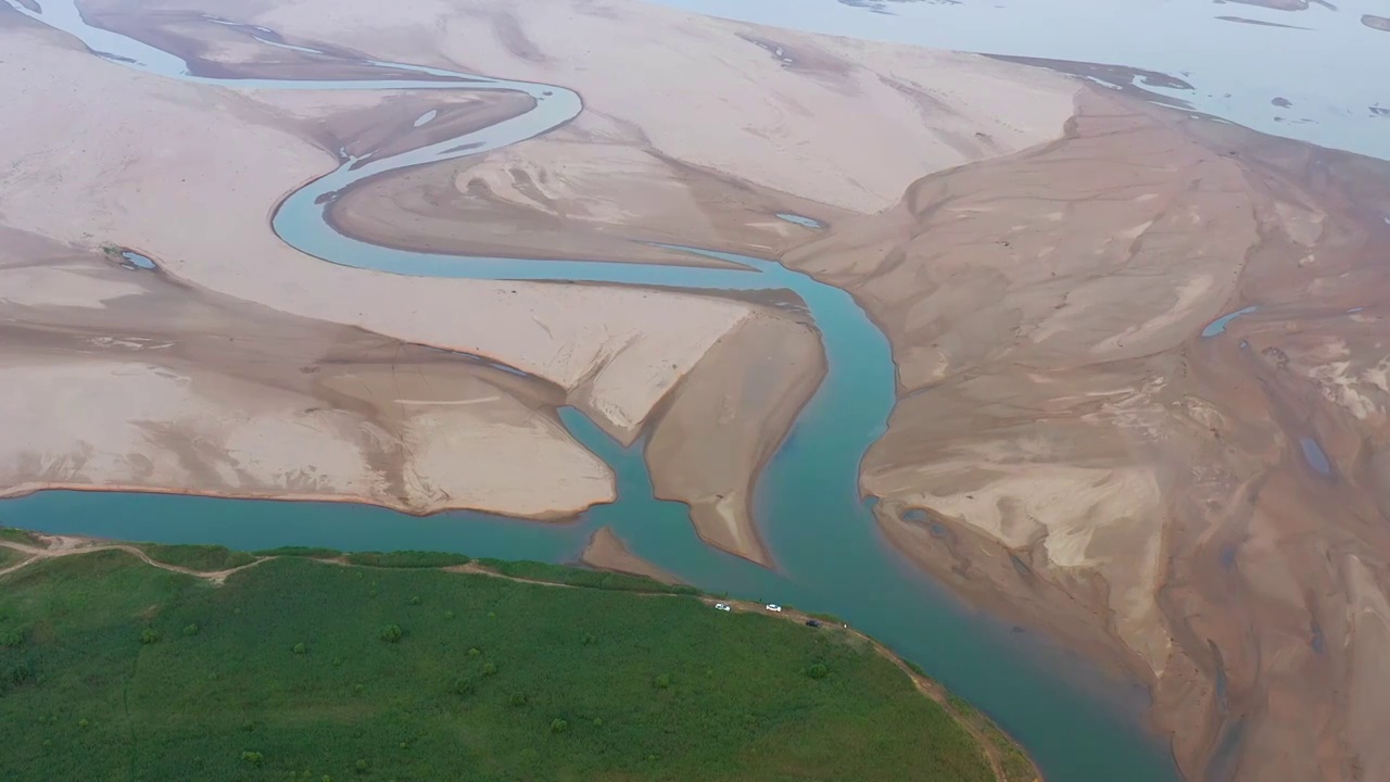 航拍郑州牛口峪黄河湿地风光视频下载